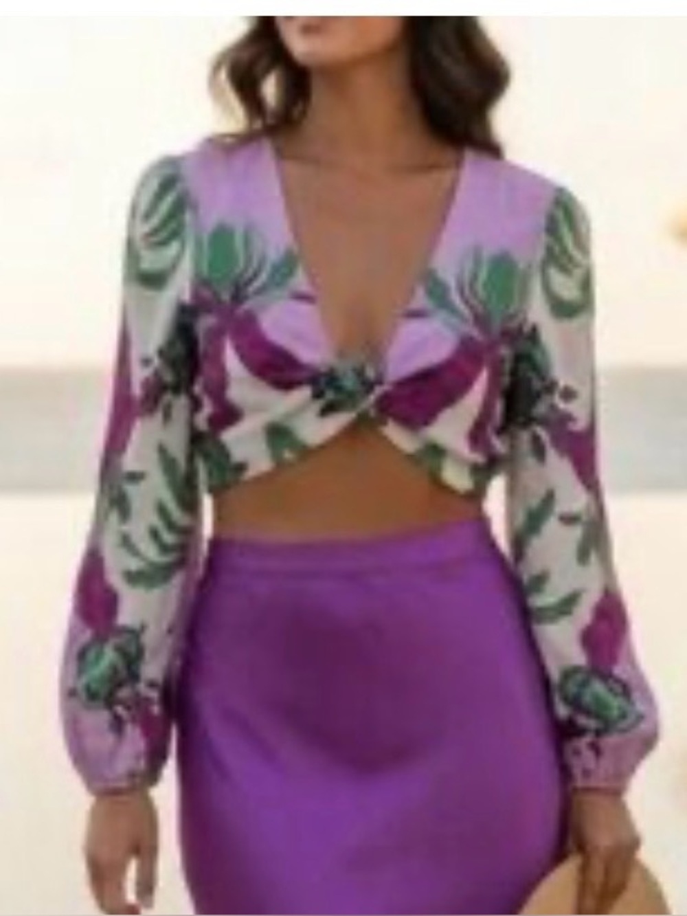 NWOT Caroline Costa Linen blend Crop Top Size medium